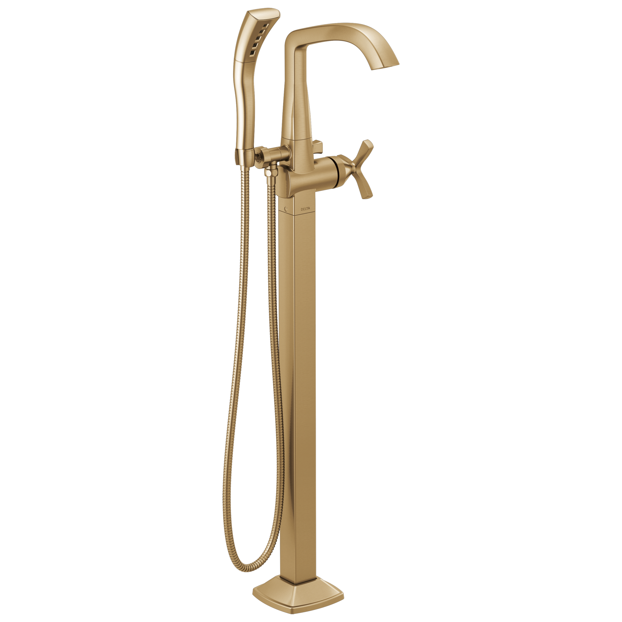 Delta - Single Handle Floor Mount Tub Filler Trim - Lumicoat® Champagne Bronze - T47766-CZ-PR-FL