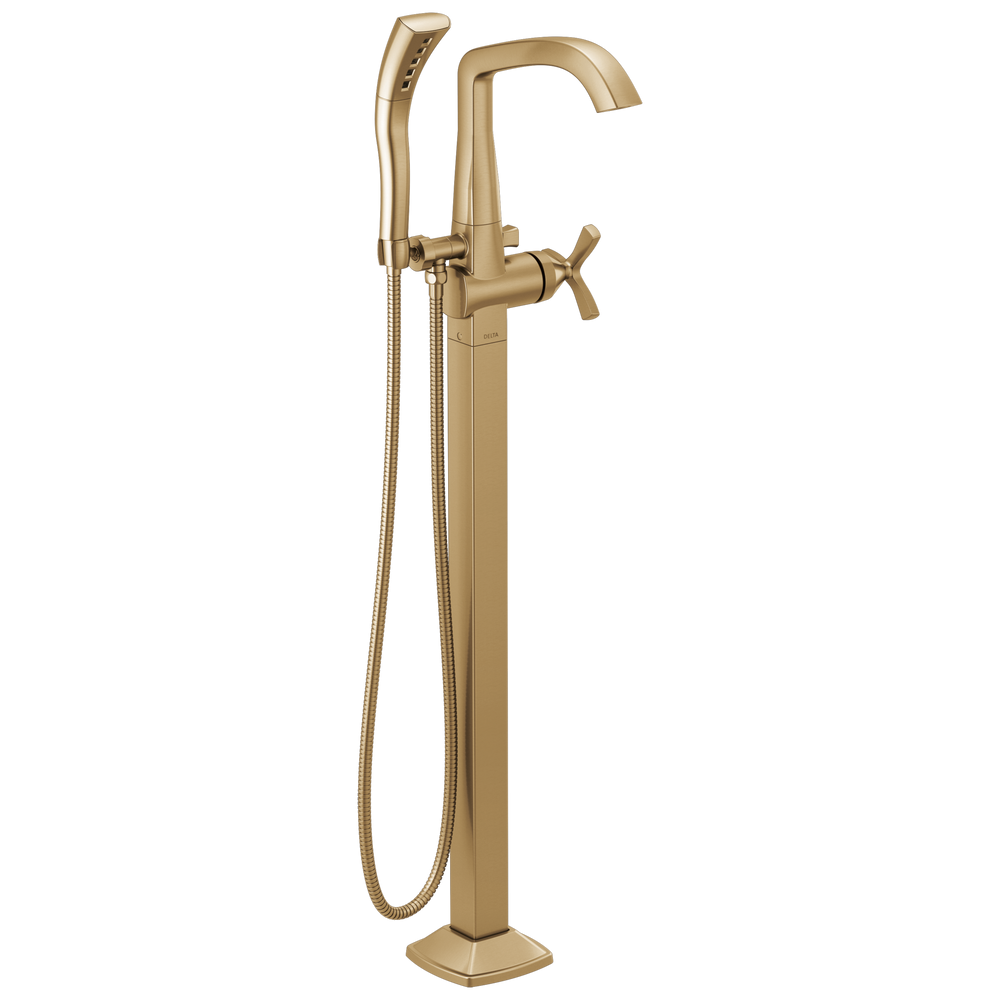 Delta - Single Handle Floor Mount Tub Filler Trim - Champagne Bronze - T47766-CZFL