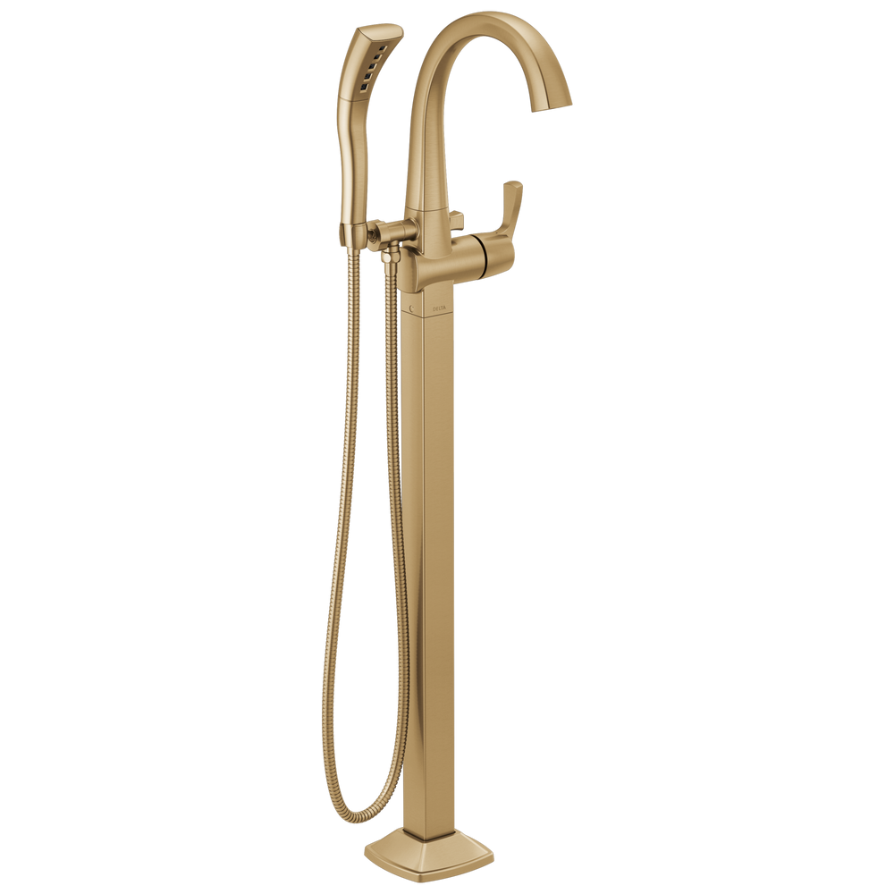 Delta - Single Handle Floor Mount Tub Filler Trim - Champagne Bronze - T4777-CZFL