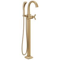 Delta - Single Handle Floor Mount Tub Filler Trim - Lumicoat® Champagne Bronze - T47776-CZ-PR-FL