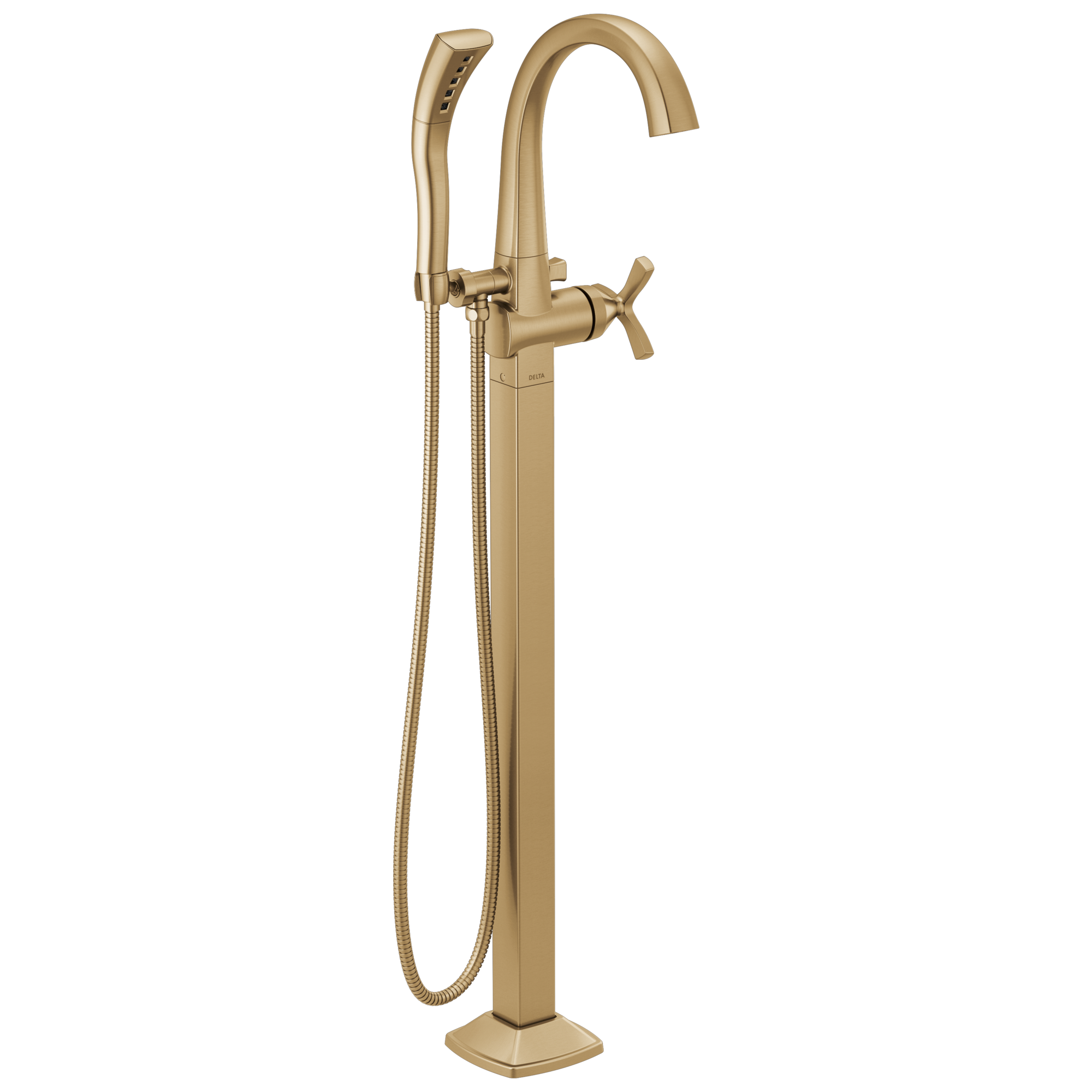 Delta - Single Handle Floor Mount Tub Filler Trim - Lumicoat® Champagne Bronze - T47776-CZ-PR-FL