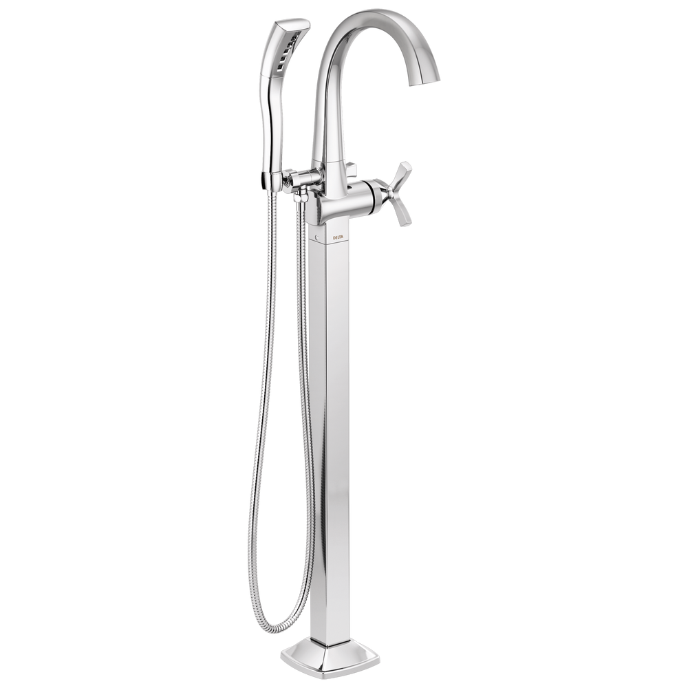 Delta - Single Handle Floor Mount Tub Filler Trim - Chrome - T47776-FL