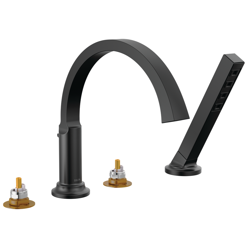 Delta - Roman Tub Trim with Hand Shower - Matte Black - T4788-BLLHP