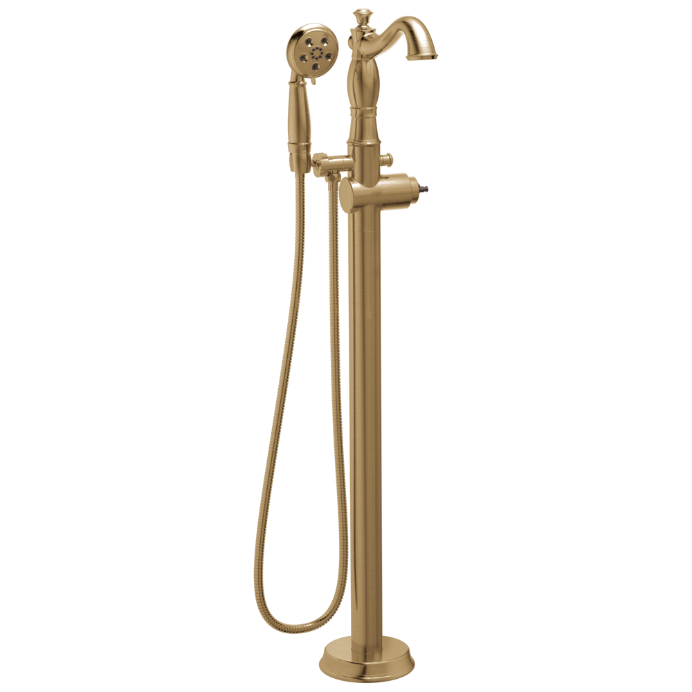 Delta - Single Handle Floor Mount Tub Filler Trim with Hand Shower - Less Handle - Champagne Bronze - T4797-CZFL-LHP