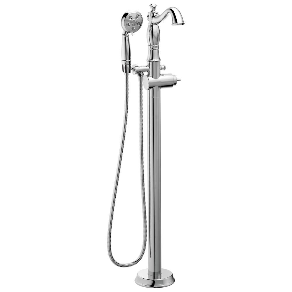 Delta - Single Handle Floor Mount Tub Filler Trim with Hand Shower - Less Handle - Chrome - T4797-FL-LHP