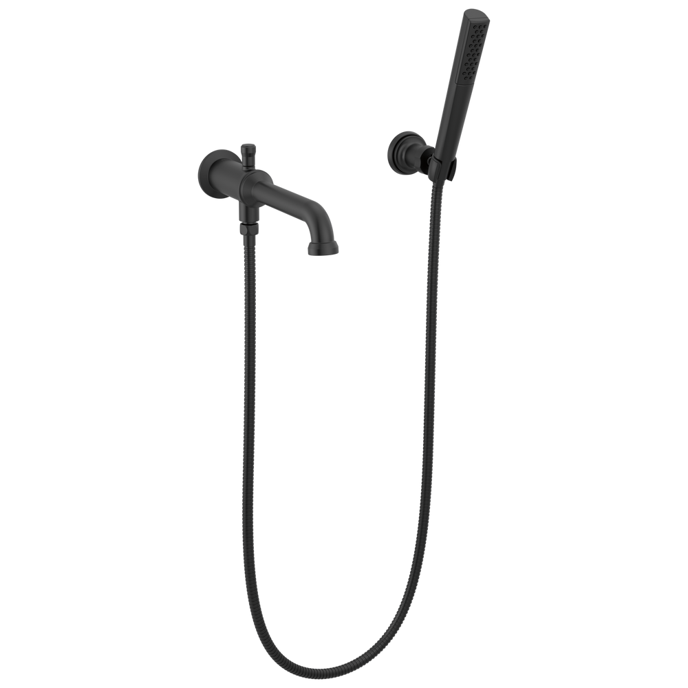 Delta - Wall Mount Tub Filler Trim with Hand Shower - Less Handles - Matte Black - T5784-BLLHP-WL