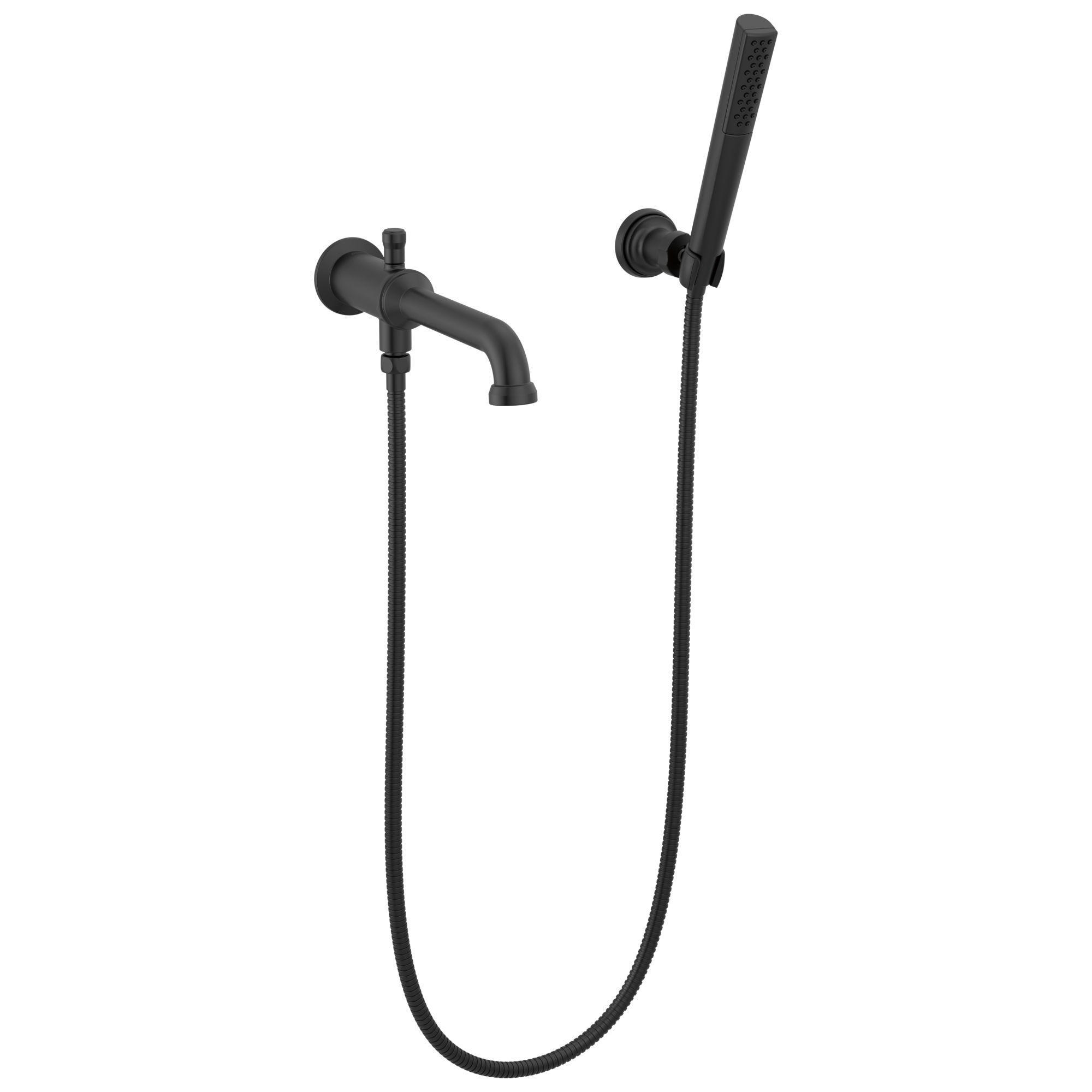 Delta - Wall Mount Tub Filler Trim with Hand Shower - Less Handles - Matte Black - T5784-BLLHP-WL