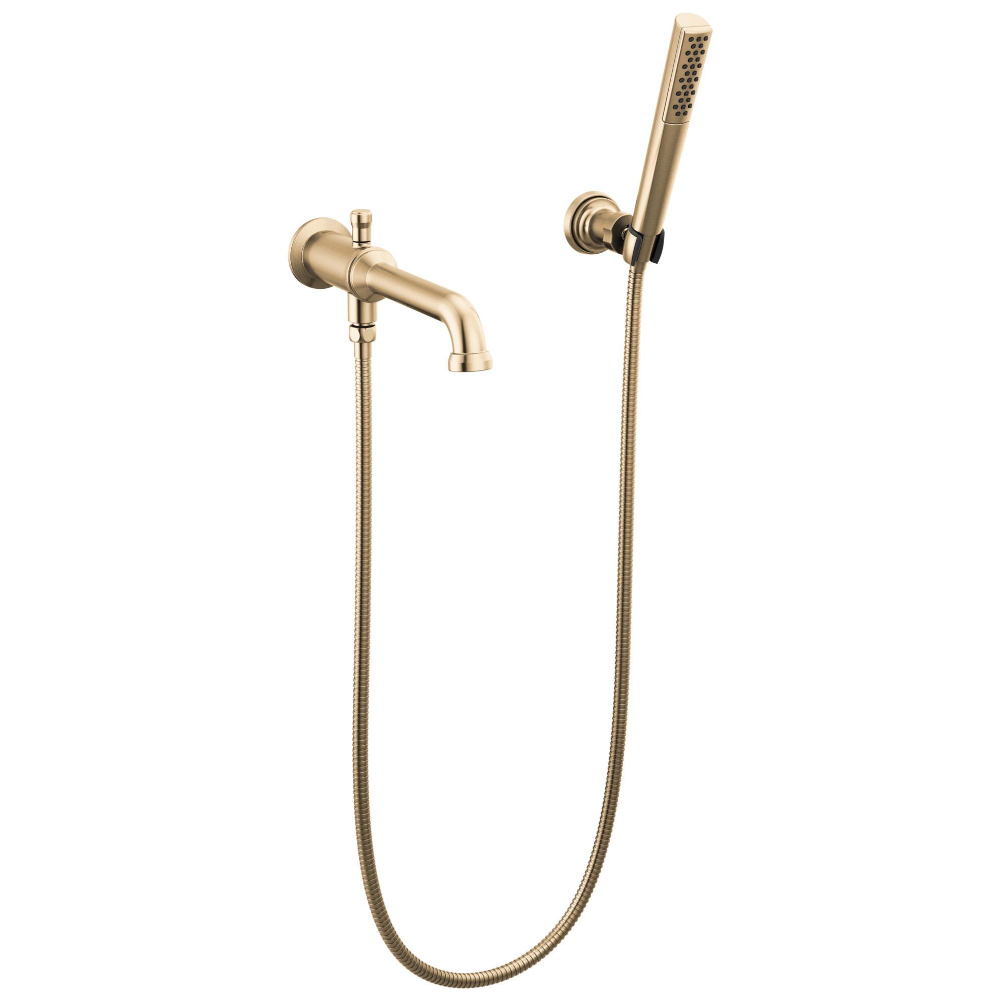 Delta - Wall Mount Tub Filler Trim with Hand Shower - Less Handles - Lumicoat® Champagne Bronze - T5784-CZ-PR-LHP-WL