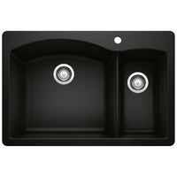 Blanco - 442907 - Diamond SILGRANIT 33" 70/30 Double Bowl Dual Mount Kitchen Sink - Coal Black