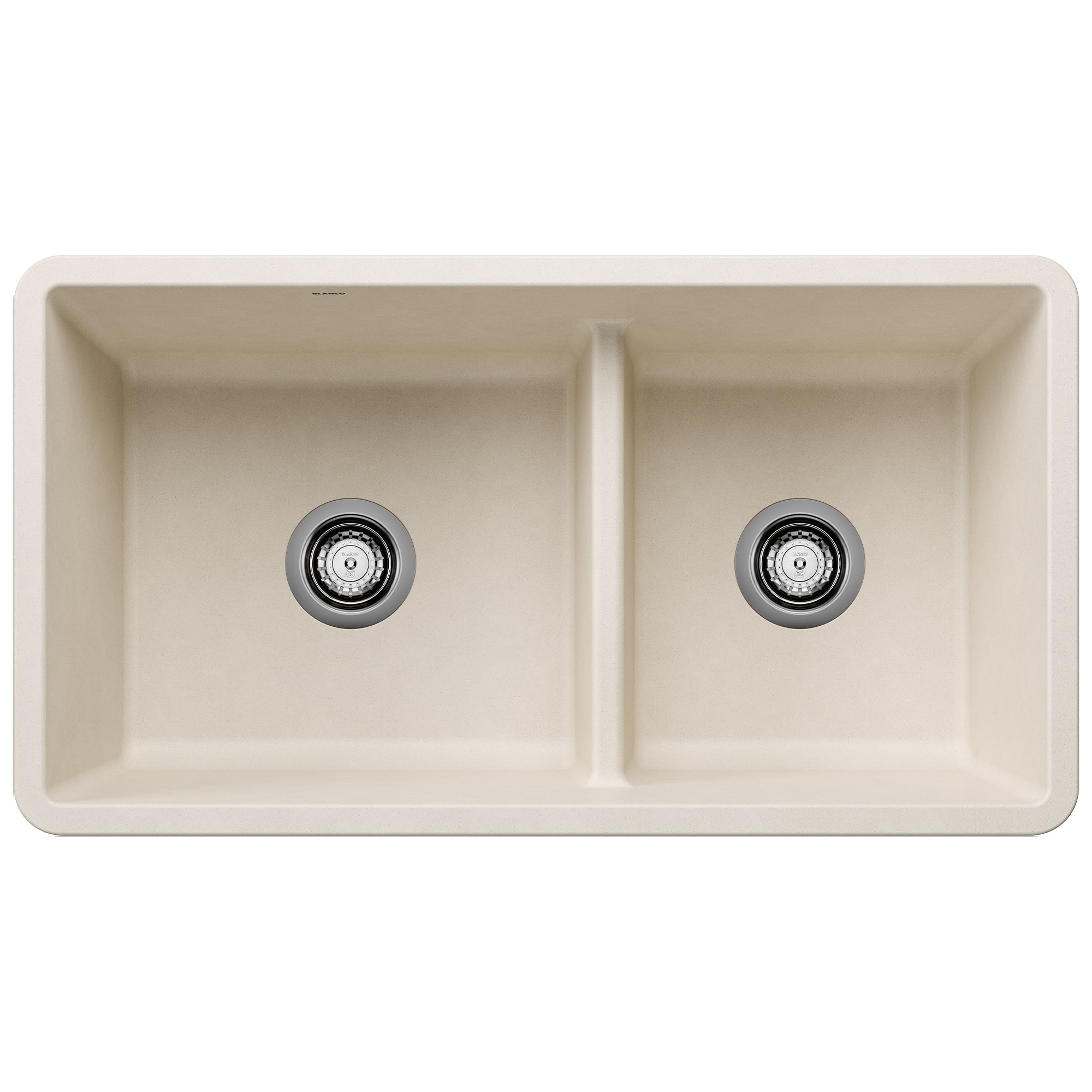 Blanco - 443080 - Precis SILGRANIT 33" 60/40 Reversible Double Bowl Undermount Kitchen Sink with Low Divide - Soft White