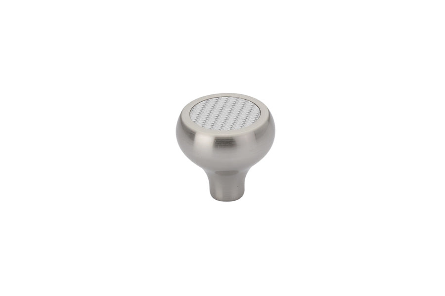 Emtek - 86371US15 - Carbon Fiber, Silver Knob, 1-5/8", US15  (Discontinued with inventory. Call for availability.)