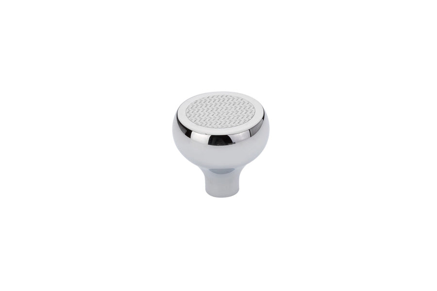 Emtek - 86371US26 - Carbon Fiber, Silver Knob, 1-5/8", US26  (Discontinued with inventory. Call for availability.)