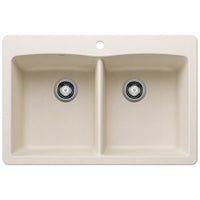 Blanco - 443067 - Diamond SILGRANIT 33" 50/50 Double Bowl Dual Mount Kitchen Sink - Soft White