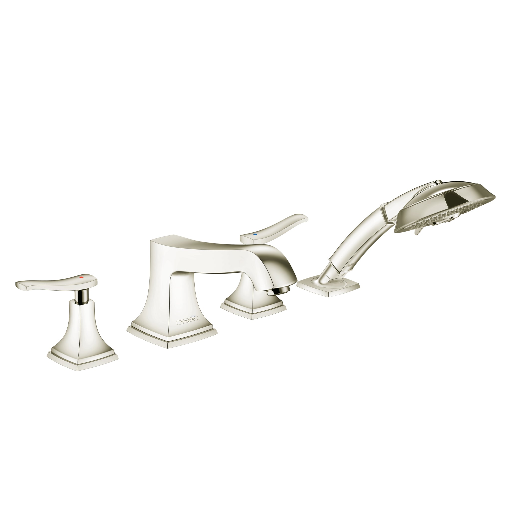 4-Hole Roman Tub Set Trim with Lever Handles and 1.8 GPM Handshower in Multiple Finishes