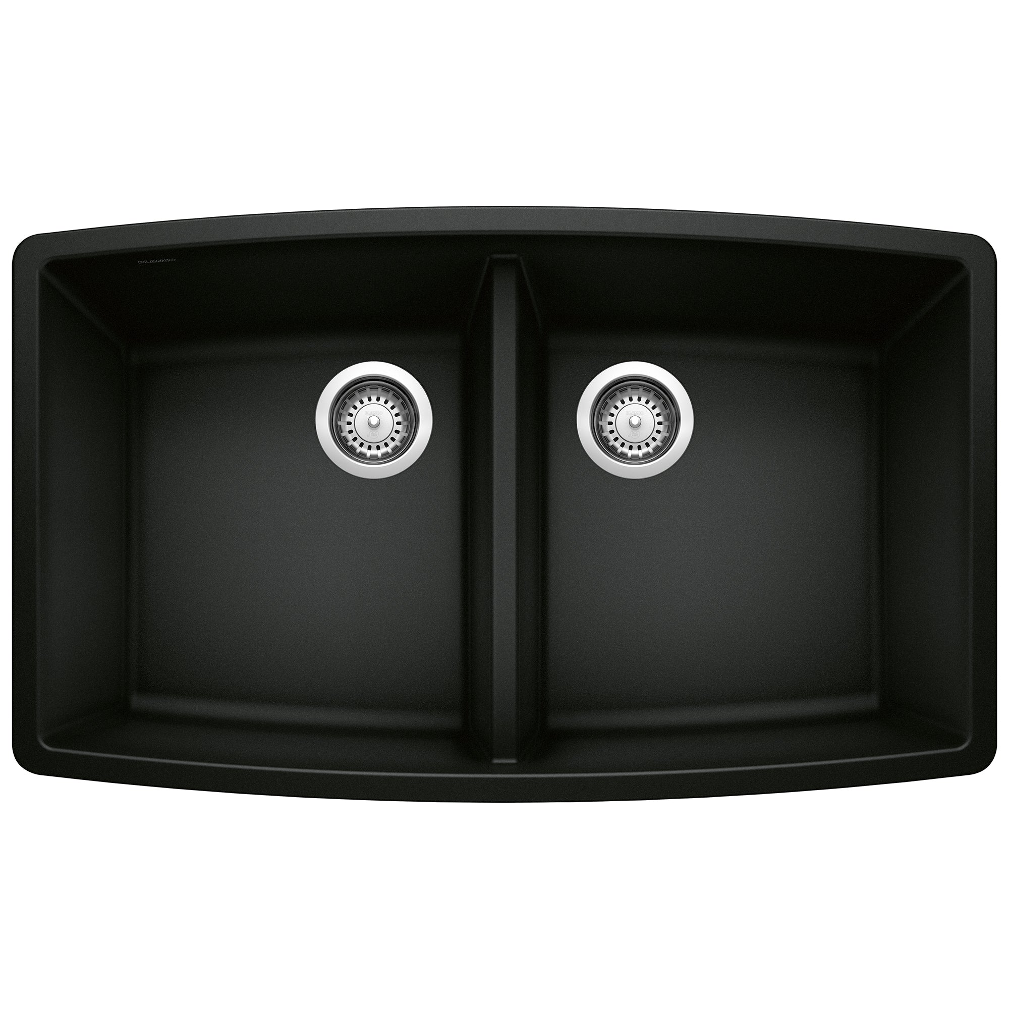 Blanco - 442937 - Performa SILGRANIT 33" 50/50 Double Bowl Undermount Kitchen Sink - Coal Black