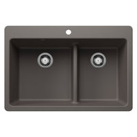 Blanco - 443216 - Liven SILGRANIT 33" 60/40 Double Bowl Dual Mount Kitchen Sink with Low Divide - Volcano Gray