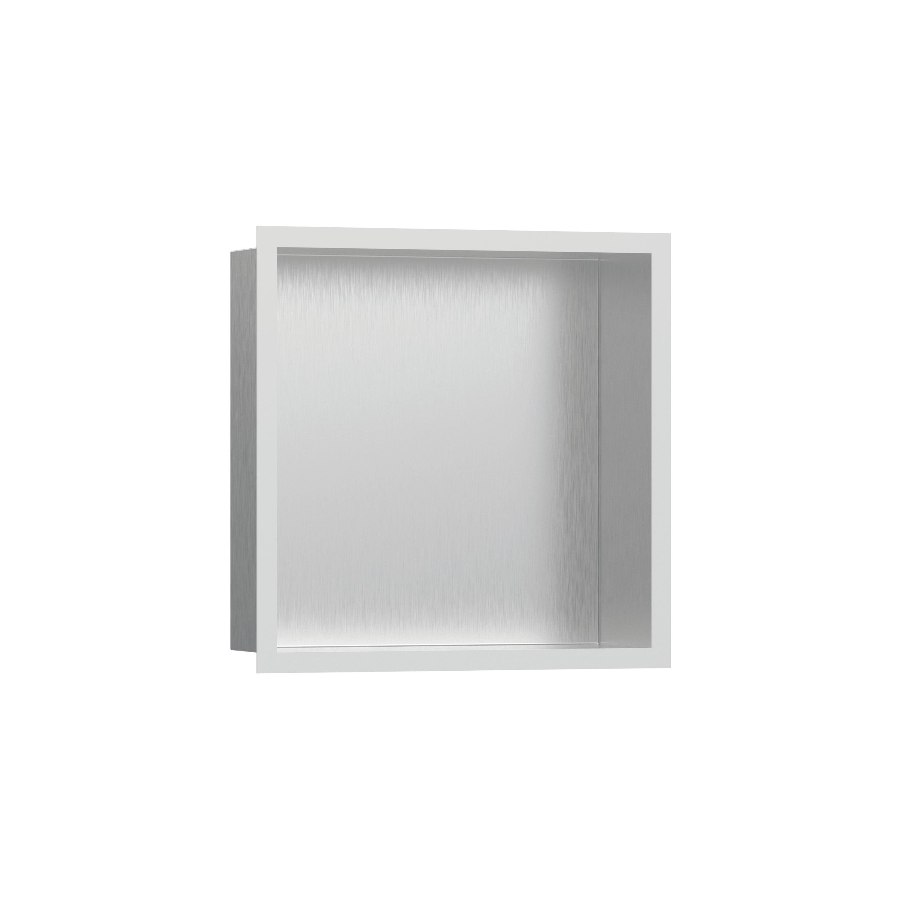 Wall Niche Brushed Stainless Steel with Design Frame 12"x 12"x 4"  in Multiple Finishes