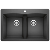 Blanco - 440220 - Diamond SILGRANIT 33" 50/50 Double Bowl Dual Mount Kitchen Sink - Anthracite