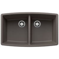 Blanco - 443123 - Performa SILGRANIT 33" 50/50 Double Bowl Undermount Kitchen Sink - Volcano Gray