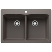 Blanco - 443104 - Diamond SILGRANIT 33" 50/50 Double Bowl Dual Mount Kitchen Sink - Volcano Gray