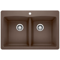 Blanco - 440218 - Diamond SILGRANIT 33" 50/50 Double Bowl Dual Mount Kitchen Sink - Café