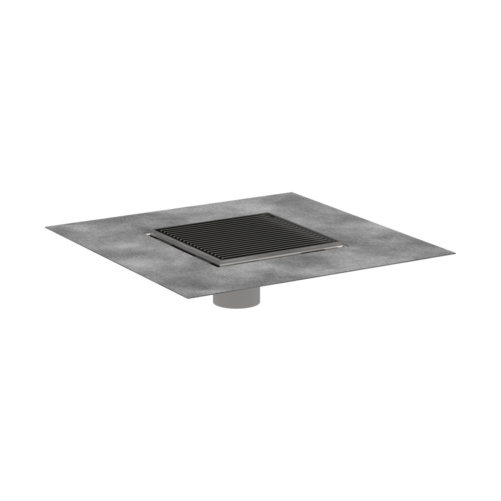 Point Drain Set 6"x 6" Trim with Height Adjustable Frame and Rough in Brushed Stainless Steel Finish