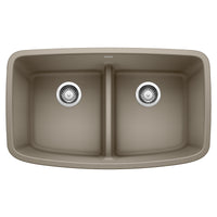 Blanco - 442197 - Valea SILGRANIT 32" 50/50 Double Bowl Undermount Kitchen Sink with Low Divide - Truffle