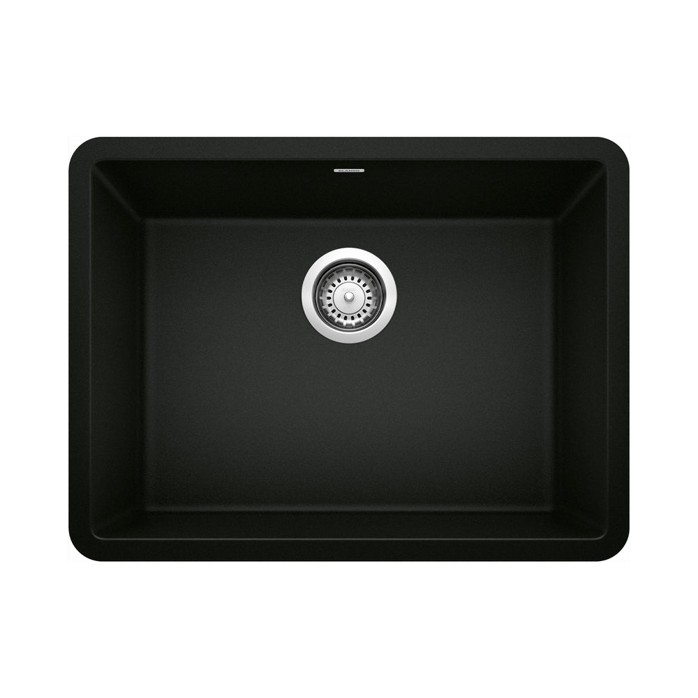 Blanco - 442928 - Precis SILGRANIT 24" Single Bowl Undermount Kitchen Sink - Coal Black