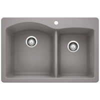 Blanco - 440214 - Diamond SILGRANIT 33" 60/40 Double Bowl Dual Mount Kitchen Sink - Metallic Gray