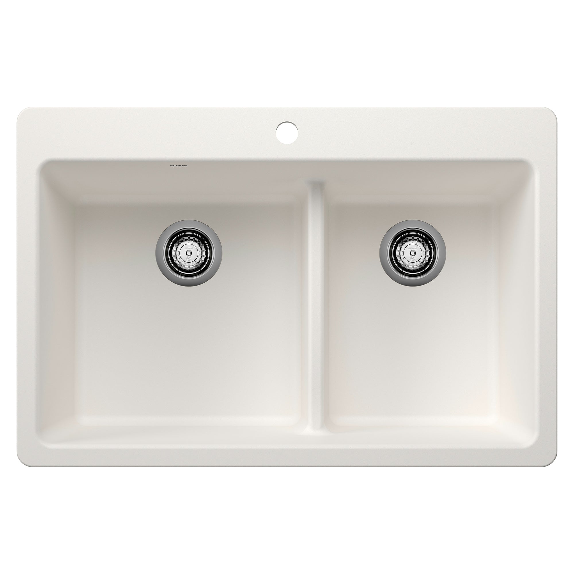 Blanco - 443213 - Liven SILGRANIT 33" 60/40 Double Bowl Dual Mount Kitchen Sink with Low Divide - White