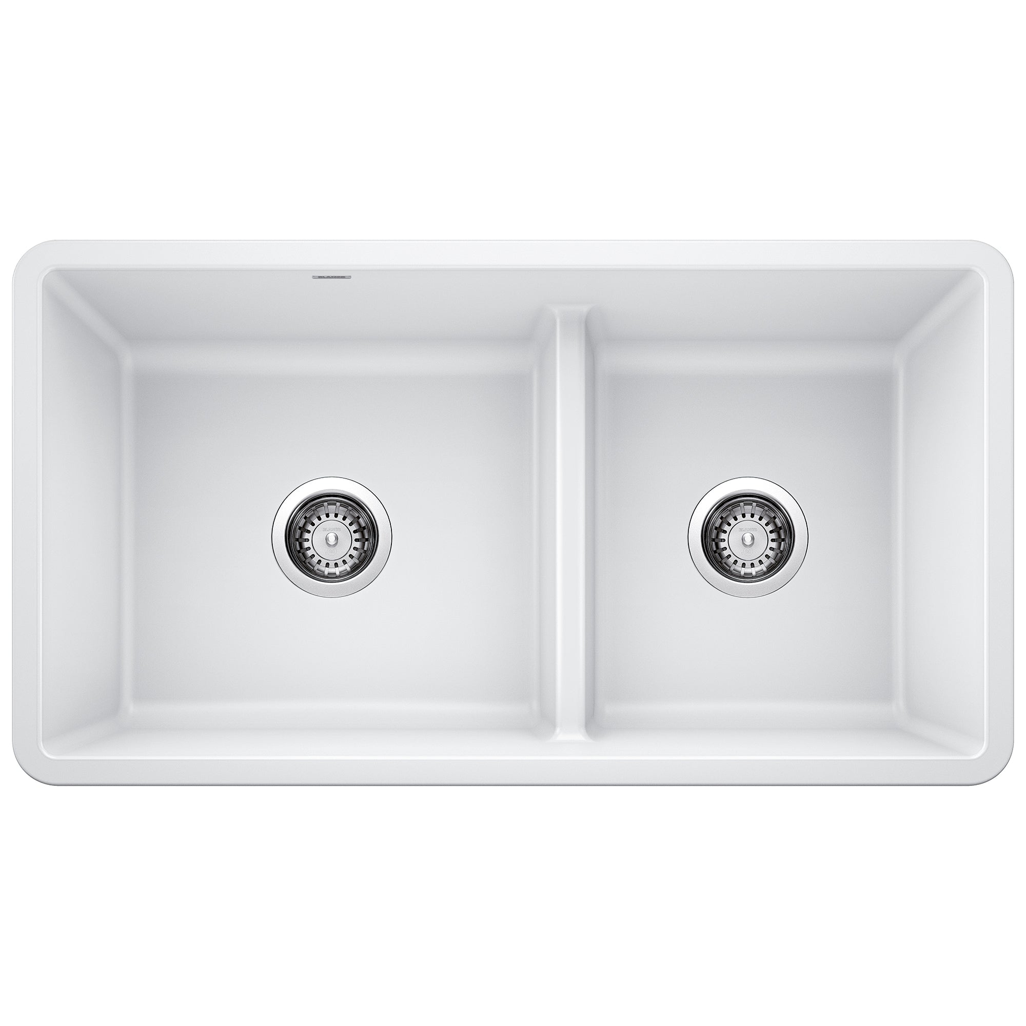 Blanco - 442524 - Precis SILGRANIT 33" 60/40 Reversible Double Bowl Undermount Kitchen Sink with Low Divide - White