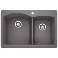 Blanco - 441465 - Diamond SILGRANIT 33" 60/40 Double Bowl Dual Mount Kitchen Sink - Cinder