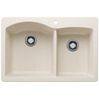 Blanco - 443063 - Diamond SILGRANIT 33" 60/40 Double Bowl Dual Mount Kitchen Sink - Soft White