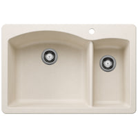 Blanco - 443062 - Diamond SILGRANIT 33" 70/30 Double Bowl Dual Mount Kitchen Sink - Soft White