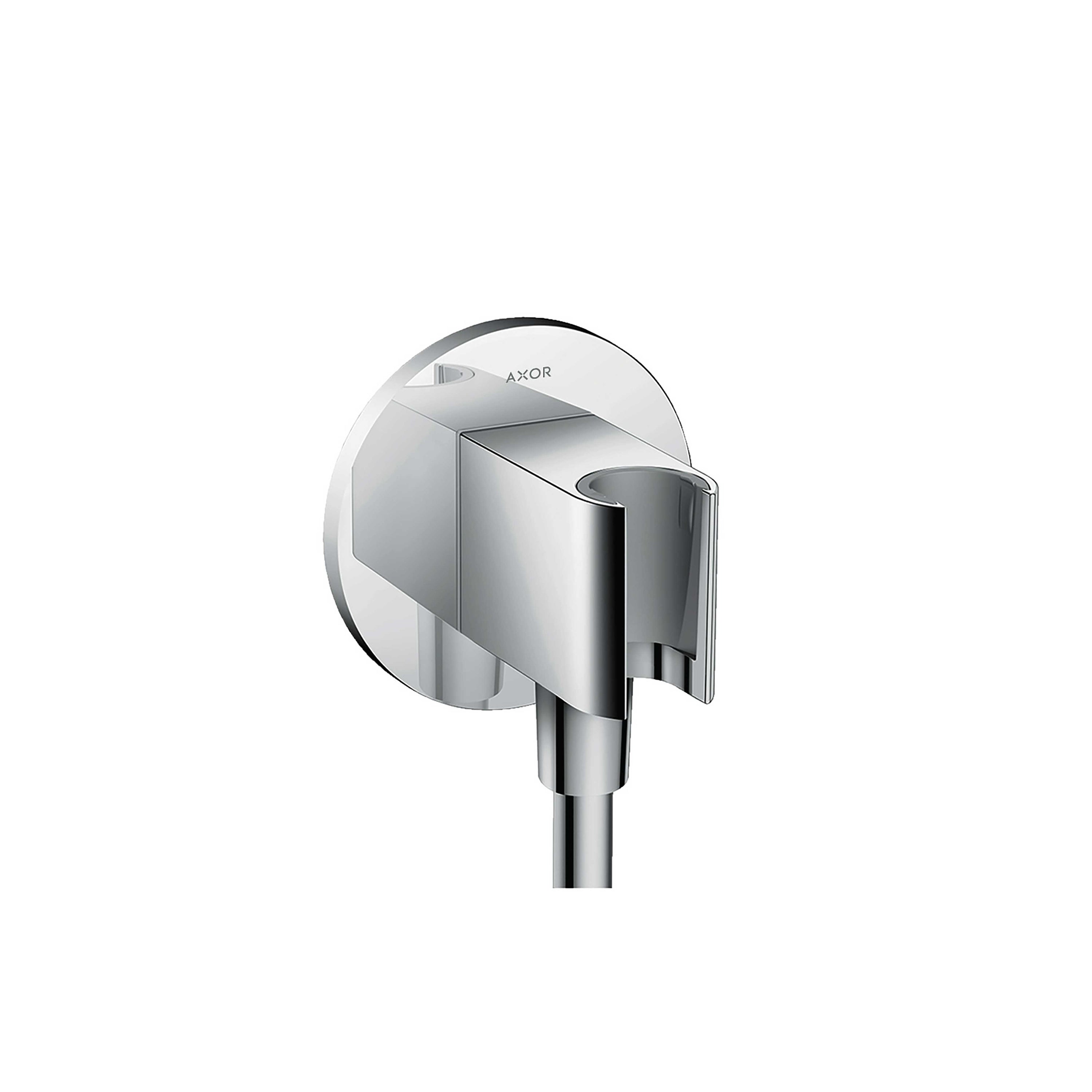 Wall Outlet with Handshower Holder, Round in Multiple Finishes