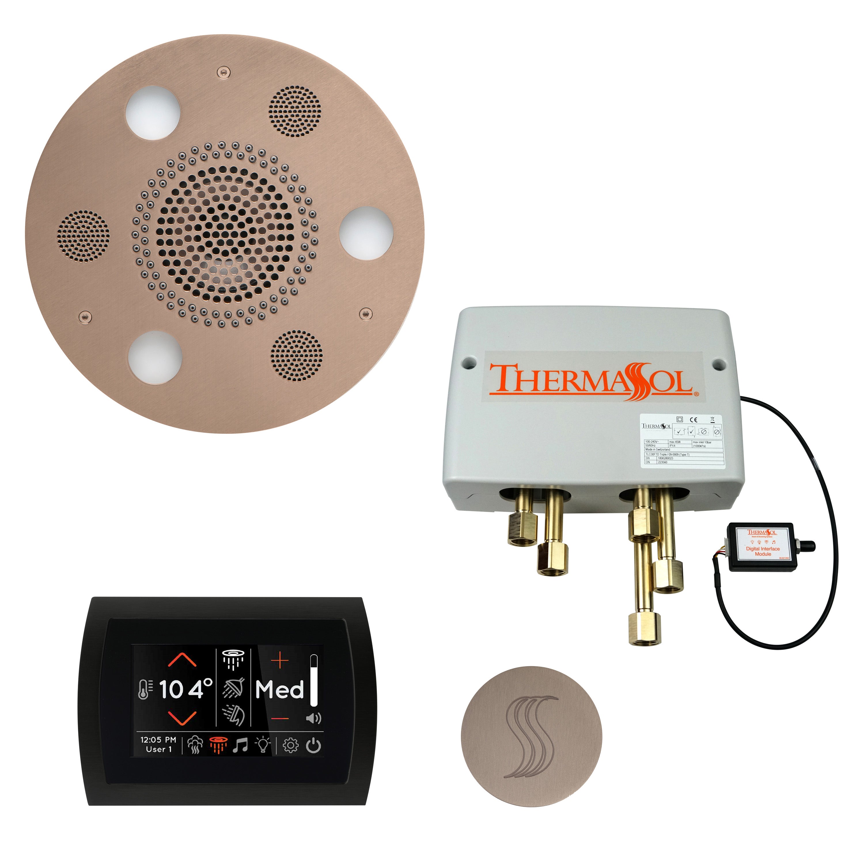 Total Wellness Package - Serenity Advanced (Round) + SignaTouch Control (Wall Mount) + Digital Shower Valve + Steam Head (Round)