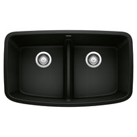 Blanco - 442940 - Valea SILGRANIT 32" 50/50 Double Bowl Undermount Kitchen Sink with Low Divide - Coal Black