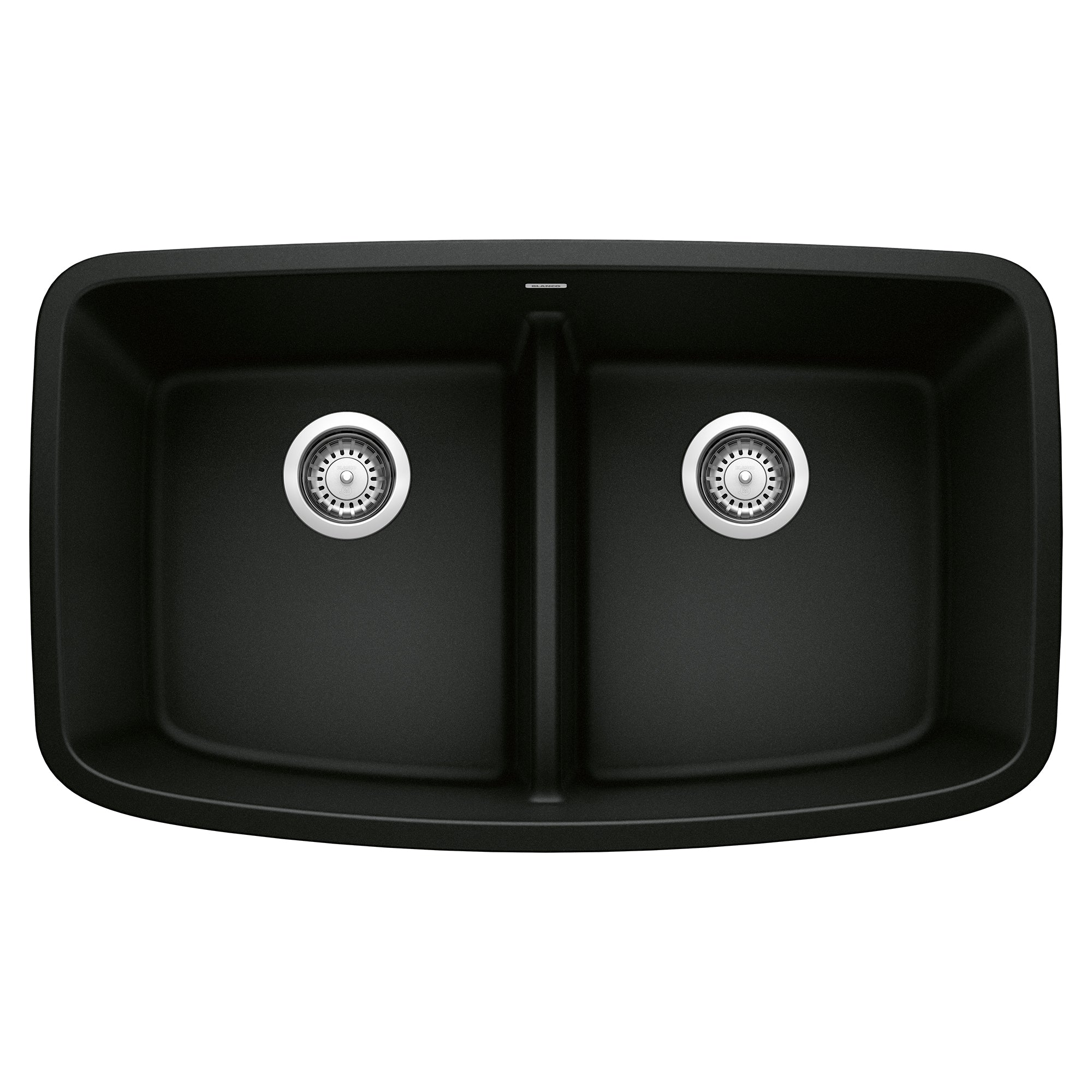 Blanco - 442940 - Valea SILGRANIT 32" 50/50 Double Bowl Undermount Kitchen Sink with Low Divide - Coal Black