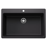 Blanco - 443194 - Liven SILGRANIT 33" Super Single Dual Mount Kitchen Sink - Coal Black