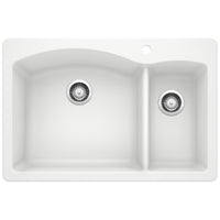 Blanco - 440200 - Diamond SILGRANIT 33" 70/30 Double Bowl Dual Mount Kitchen Sink - White