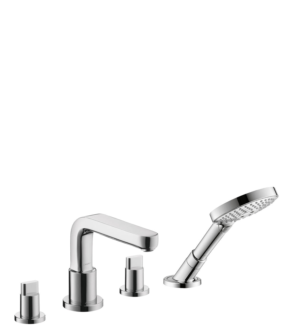 4-Hole Roman Tub Set Trim with Full Handles and 1.75 GPM Handshower in Multiple Finishes