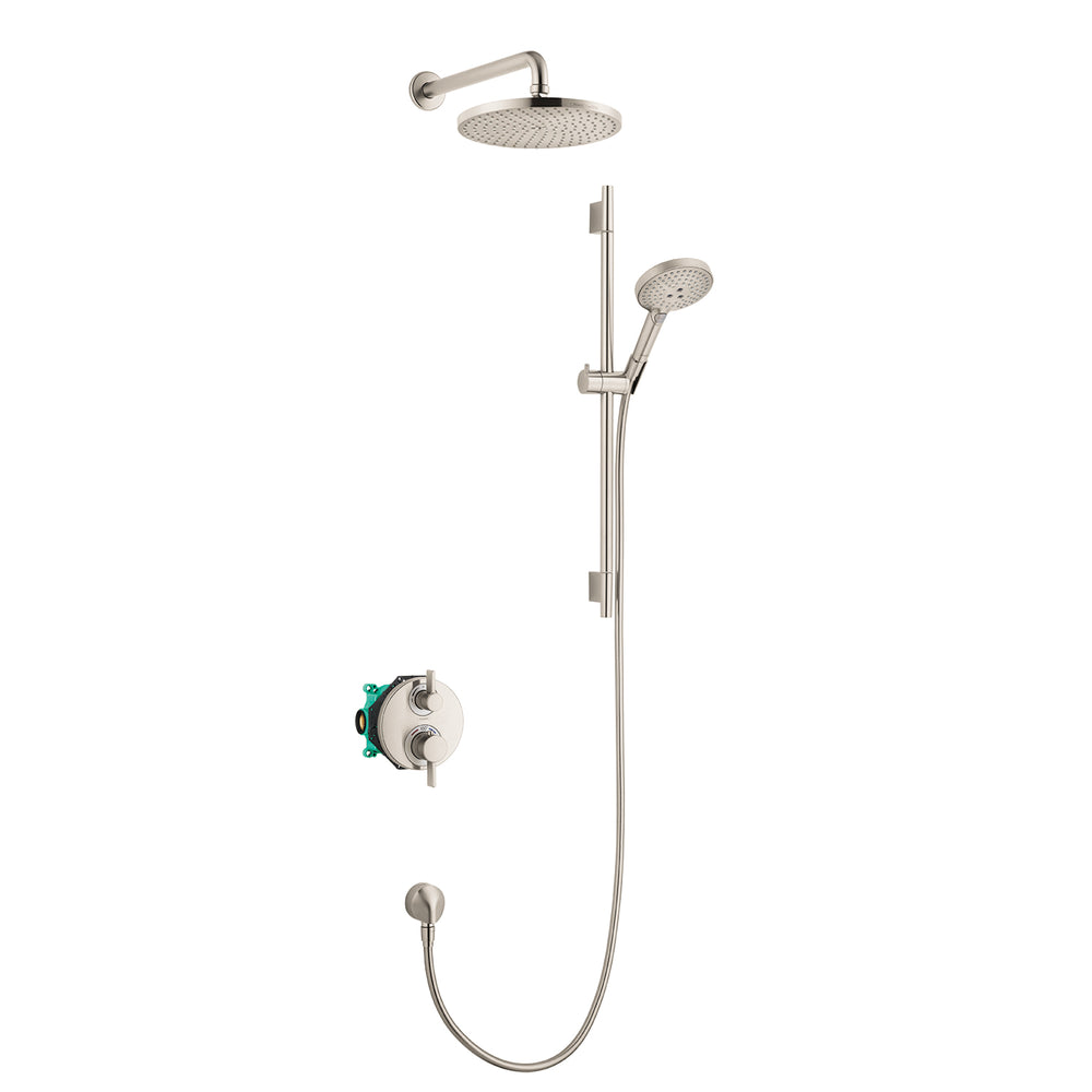 Thermostatic Showerhead/Wallbar Set with Rough, 2.5 GPM in Multiple Finishes