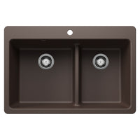 Blanco - 443215 - Liven SILGRANIT 33" 60/40 Double Bowl Dual Mount Kitchen Sink with Low Divide - Café