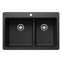 Blanco - 443211 - Liven SILGRANIT 33" 60/40 Double Bowl Dual Mount Kitchen Sink with Low Divide - Anthracite