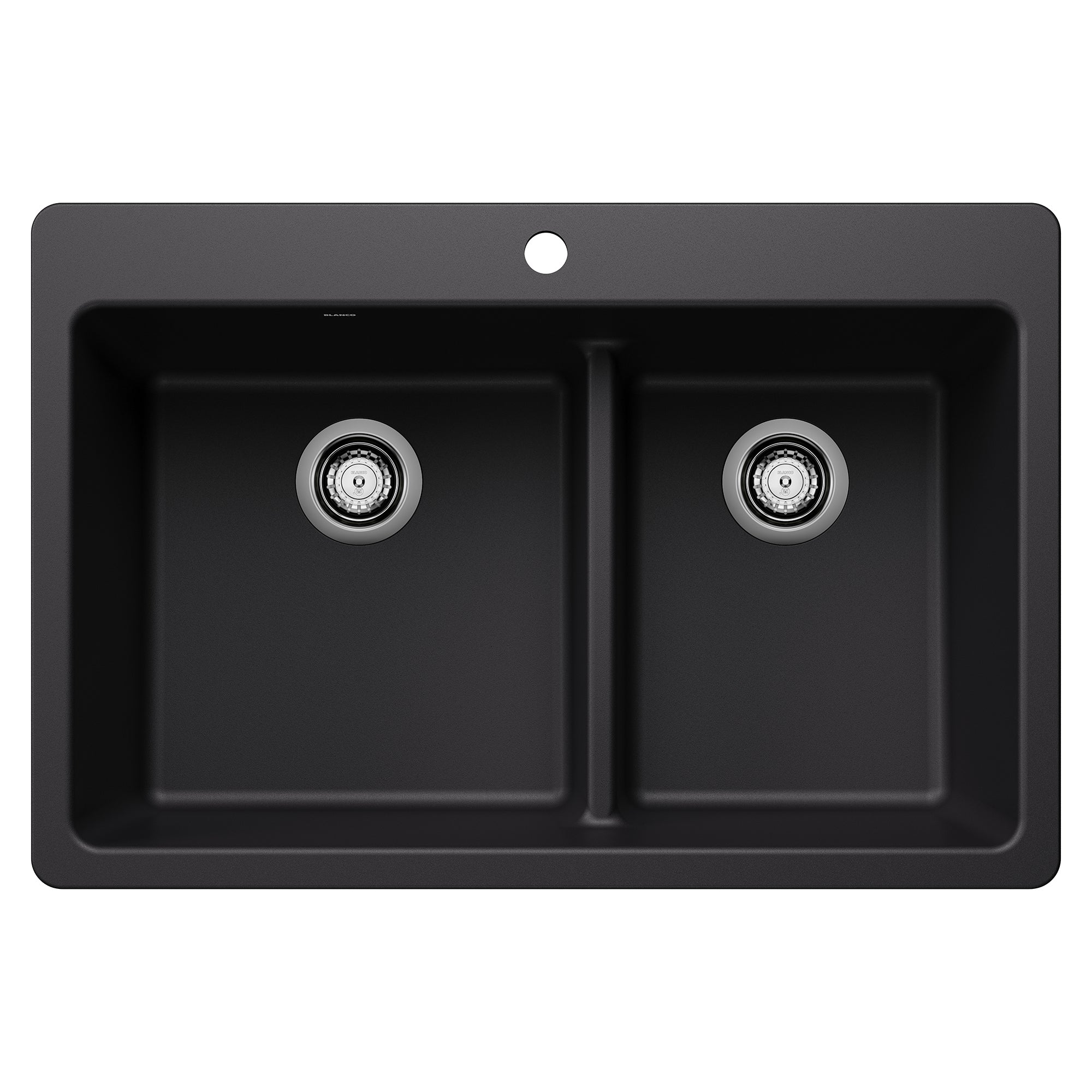 Blanco - 443210 - Liven SILGRANIT 33" 60/40 Double Bowl Dual Mount Kitchen Sink with Low Divide - Coal Black