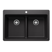 Blanco - 443203 - Liven SILGRANIT 33" 50/50 Double Bowl Dual Mount Kitchen Sink with Low Divide - Anthracite