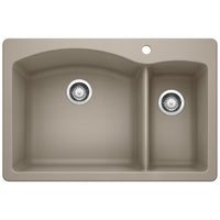 Blanco - 441282 - Diamond SILGRANIT 33" 70/30 Double Bowl Dual Mount Kitchen Sink - Truffle