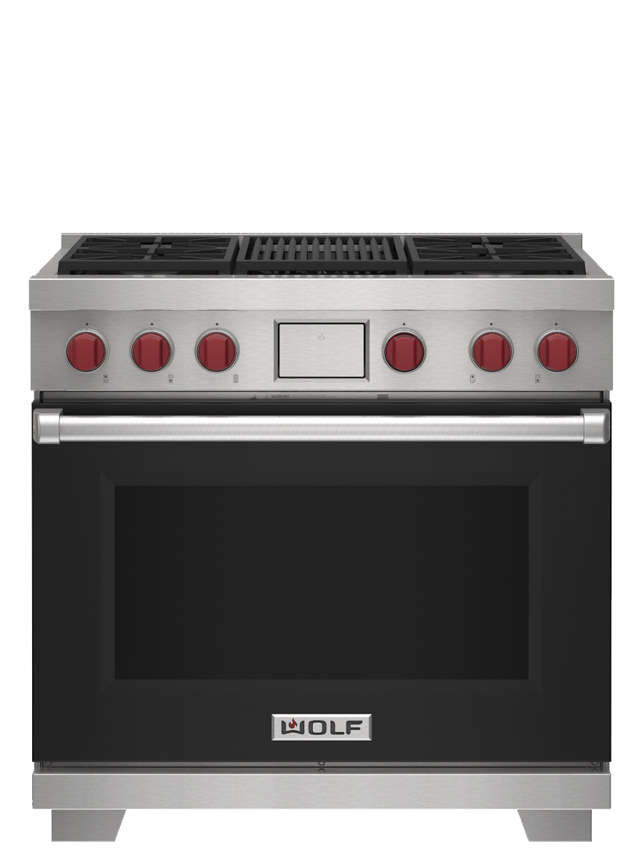 36" Dual Fuel Range - 4 Burners and Infrared Charbroiler