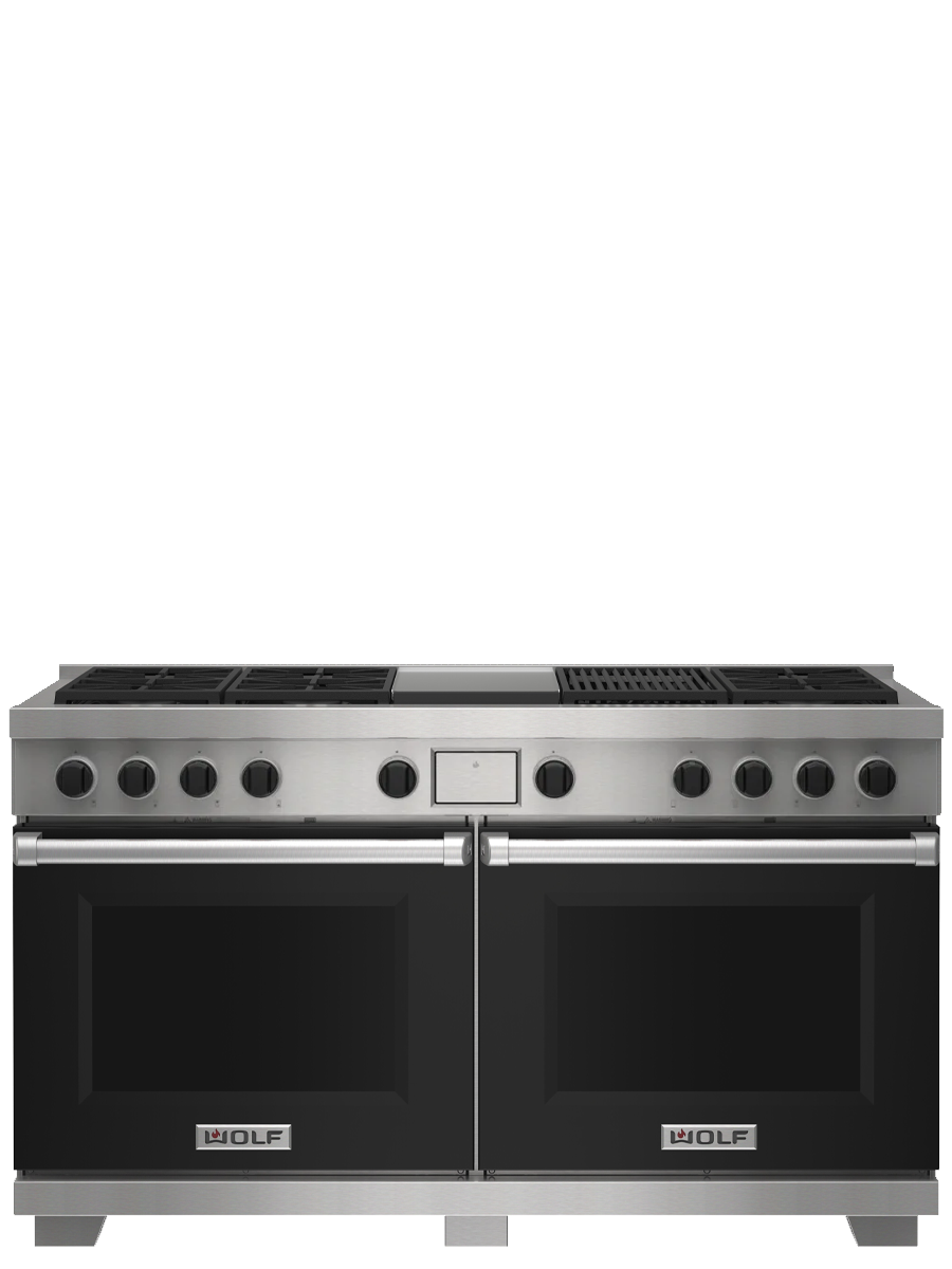 60" Dual Fuel Range - 6 Burners, Infrared Charbroiler and Infrared Griddle