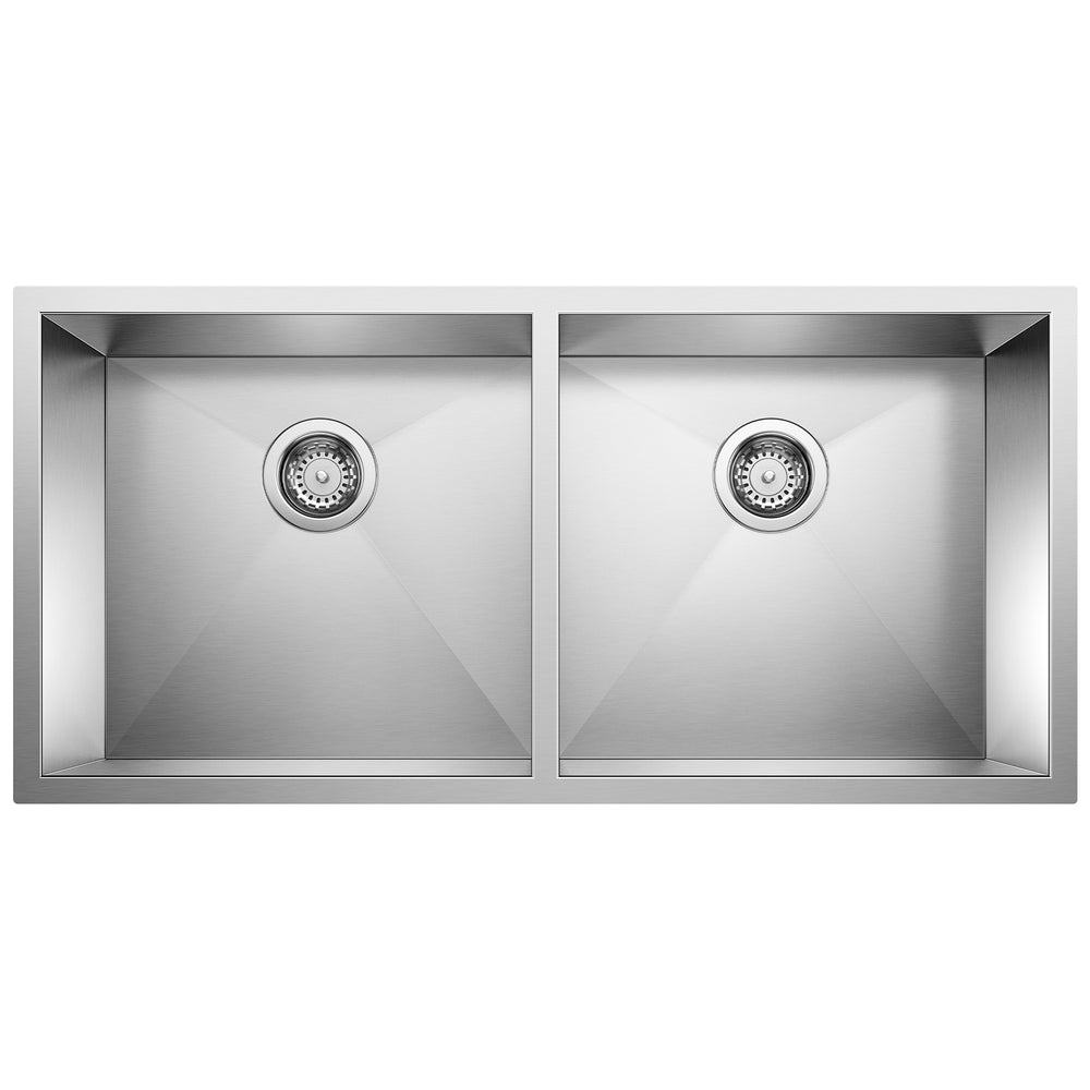 Blanco - 516212 - Precision R0 37" 50/50 Double Bowl Undermount Stainless Steel Kitchen Sink